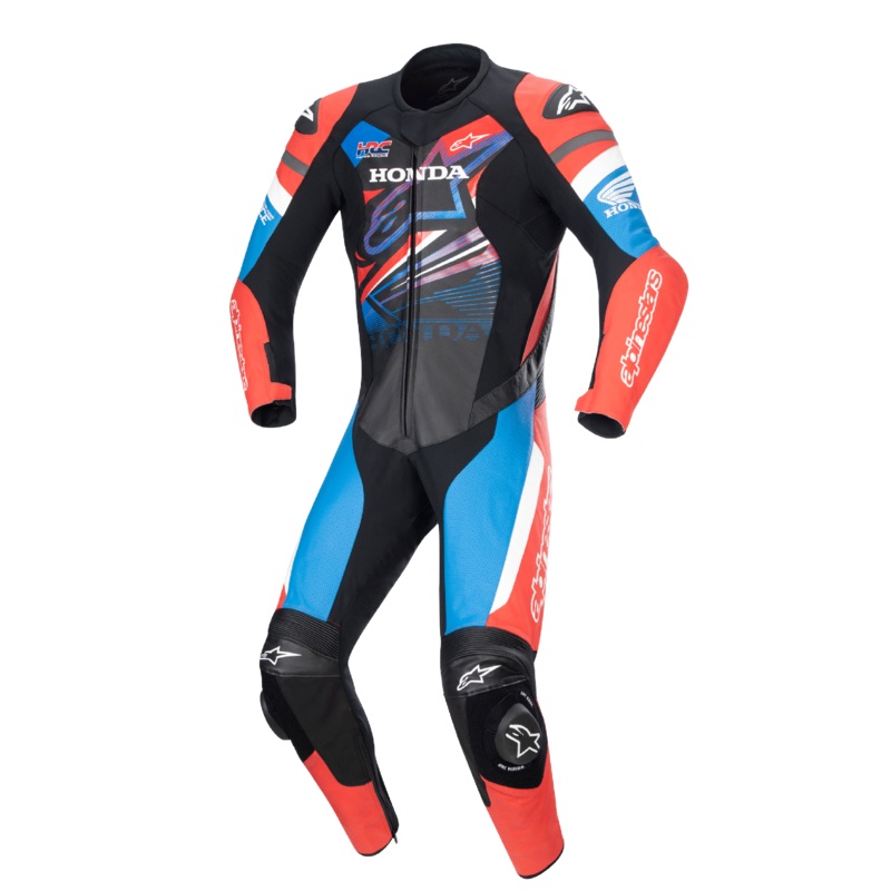 Combinaison En Cuir Honda GP Force 48 Noir Rouge vif Bleu