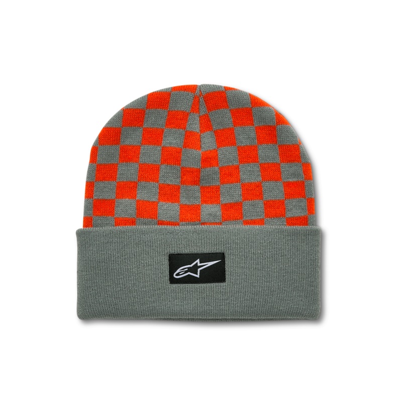 Bonnet Checkered Cuff One Size Vert Orange