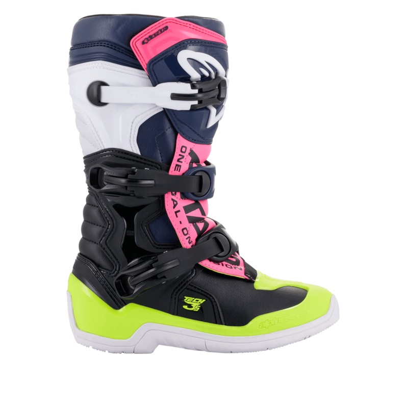 Bottes Tech 3S Jeunes 2 Noir Bleu fonc Rose Fluo