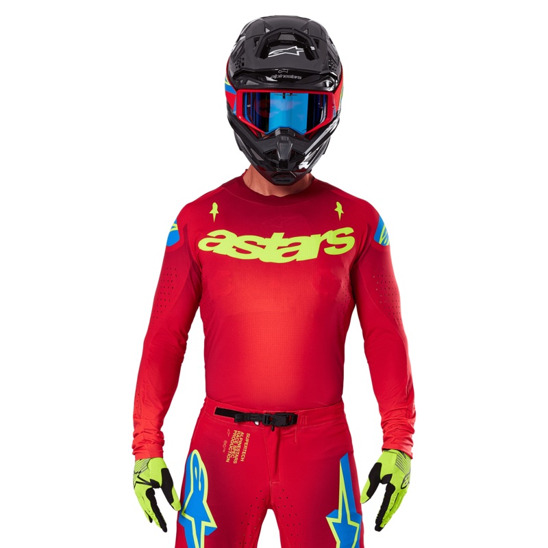 Maillot Supertech Maker 2025 S Rouge vif Jaune fluo