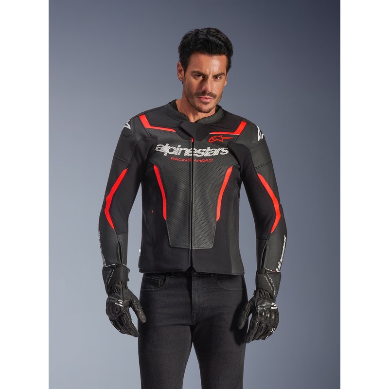GP Force V2 Air Veste en cuir 46 Black Red Fluo
