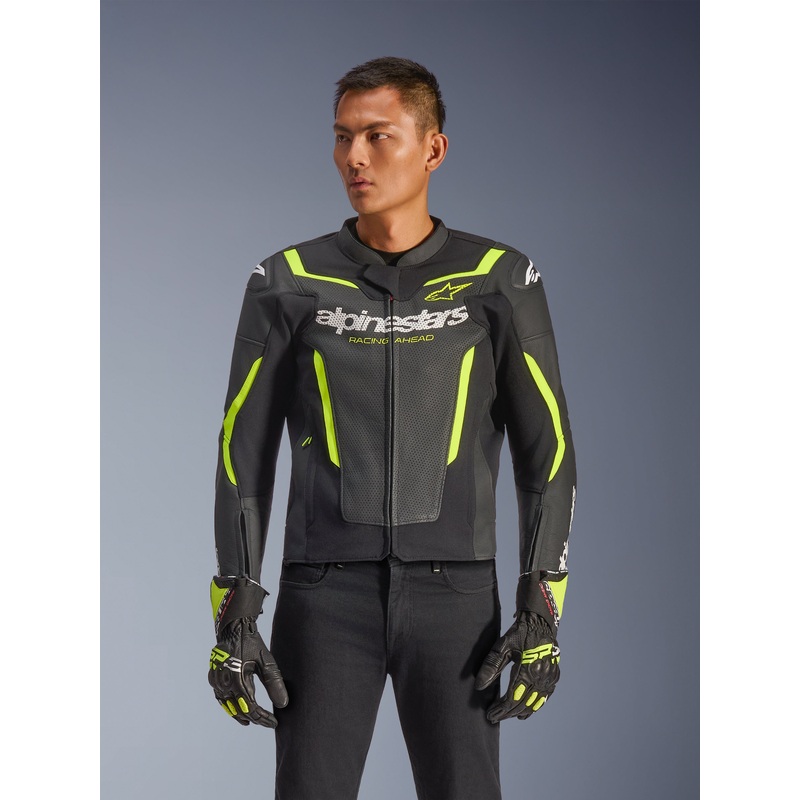 GP Force V2 Air Veste en cuir 46 Black Yellow Fluo