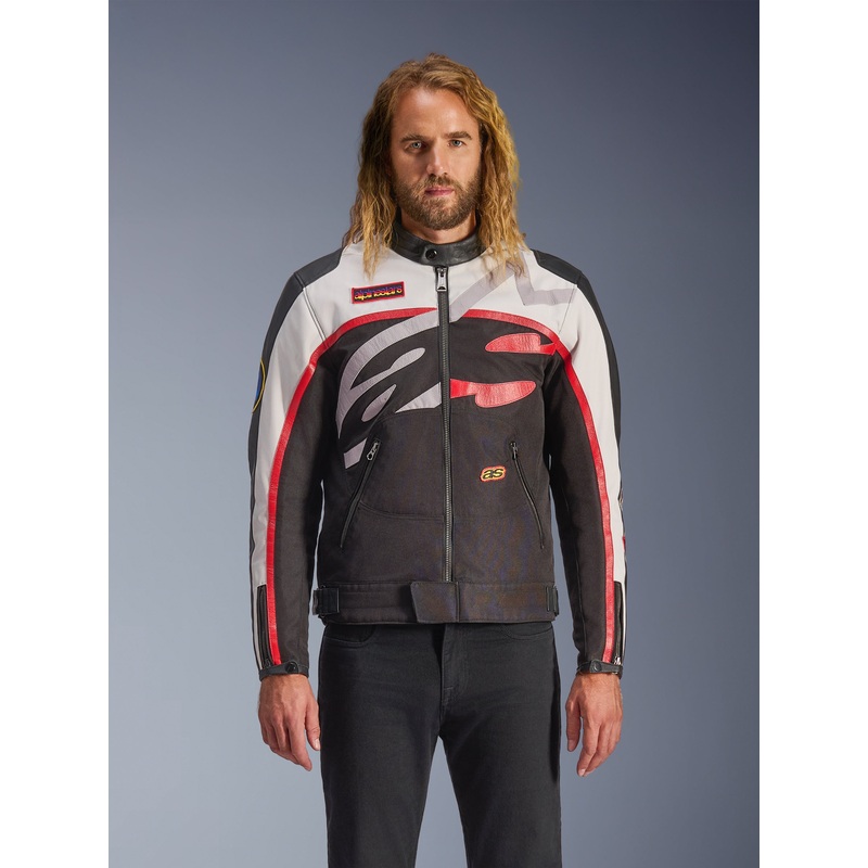 Axton Veste S Black Off White Bright Red